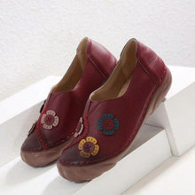 Cargar imagen en el visor de la galería, Mocasines De Mujer Flor De Cuero Costura A Mano Zapatos Cómodos
