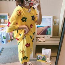 Cargar imagen en el visor de la galería, Pijama de pijama suelto lindo de manga corta de verano
