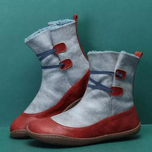 Cargar imagen en el visor de la galería, Flat heel round toe lace-up ankle boots
