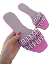 Cargar imagen en el visor de la galería, [W-Zapato] 22 Sandalias Y Pantuflas Cómodas Para Mujer A La Moda Con Tejido De Lino Y Algodón De Una Sola Palabra De Verano
